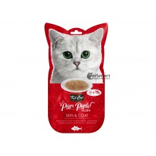 Kit Cat Purr Puree Plus Skin & Coat Tuna & Fish Oil 15g x 4pcs, KC-3260, cat Treats, Kit Cat, cat Food, catsmart, Food, Treats